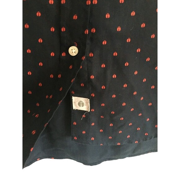 Grayson's Shirt Men's Size Medium Navy Red Ladybugs Spots Button Up Long Sleeve - Picture 4 of 7